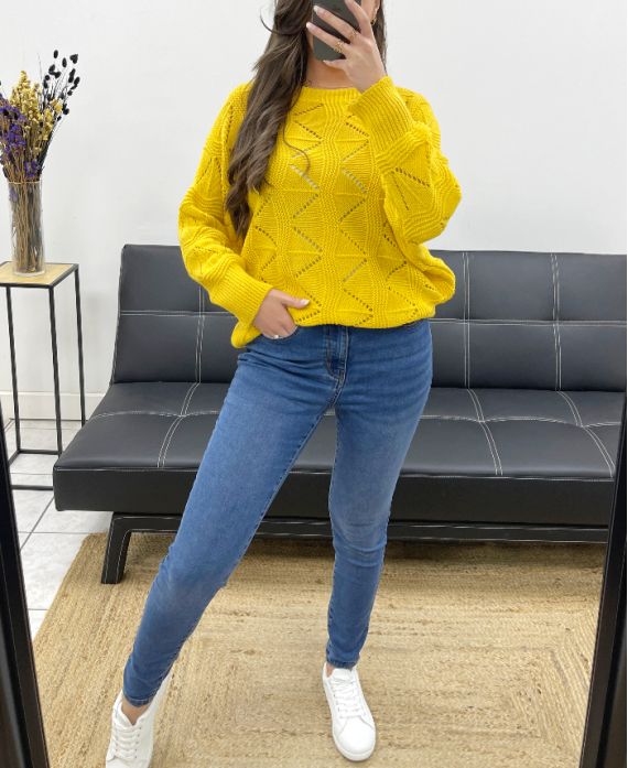 Pullover ajouré Jaune