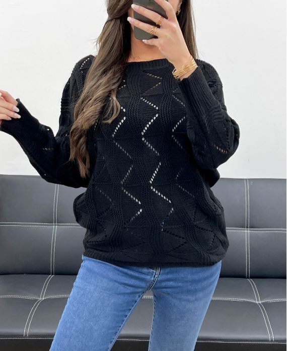 Pullover ajouré Noir