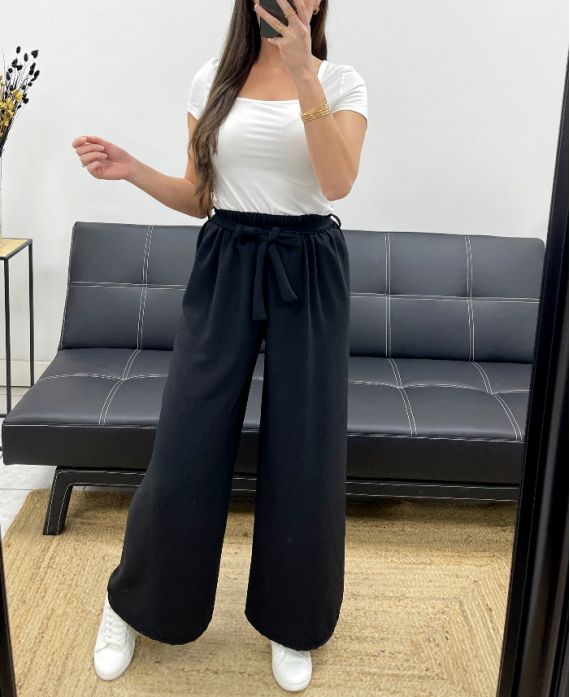 Pantalon fluide ceinture Noir