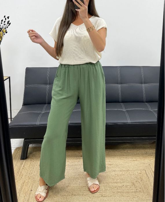 Pantalon fluide Kaki